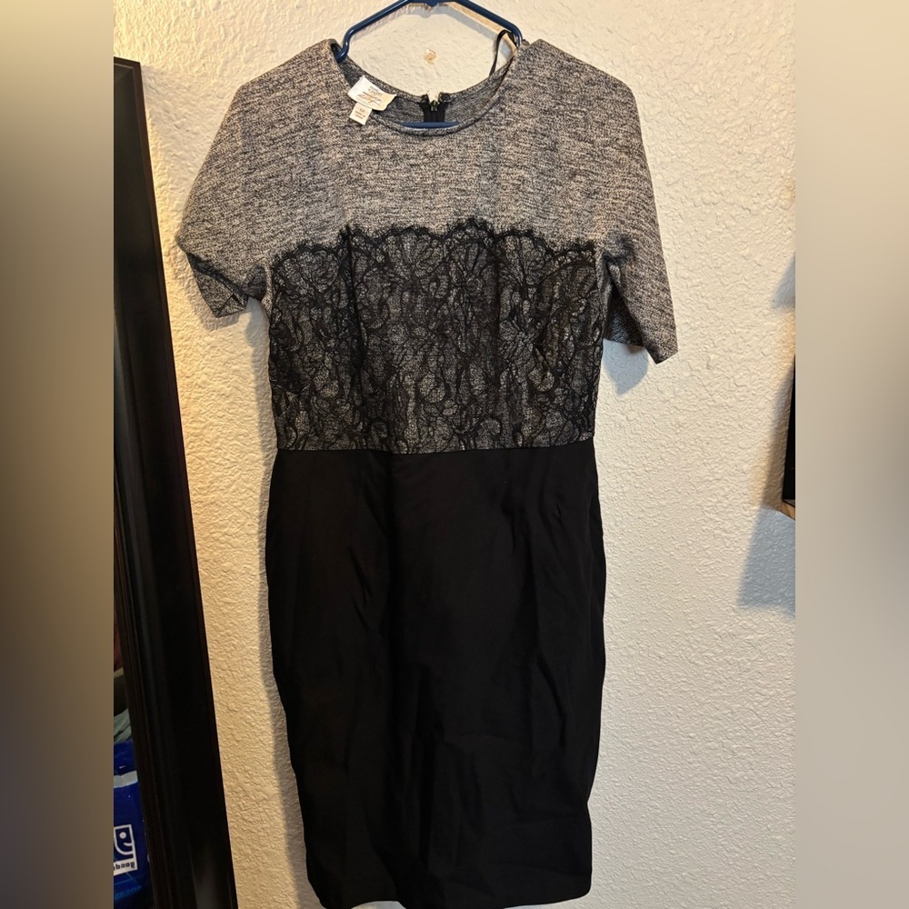 Suzi Chin for Maggy Boutique Size 12 Black and Gray Midi Dress